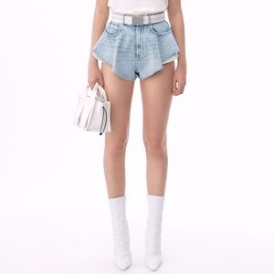 Alexander Wang Runway Ruffled Shorts in Grey Color